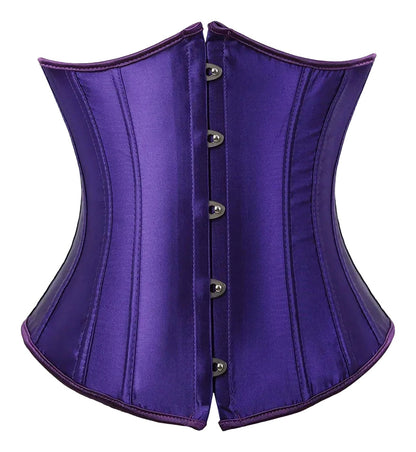 Luxurious purple corset top for women featuring sturdy bones and button closures