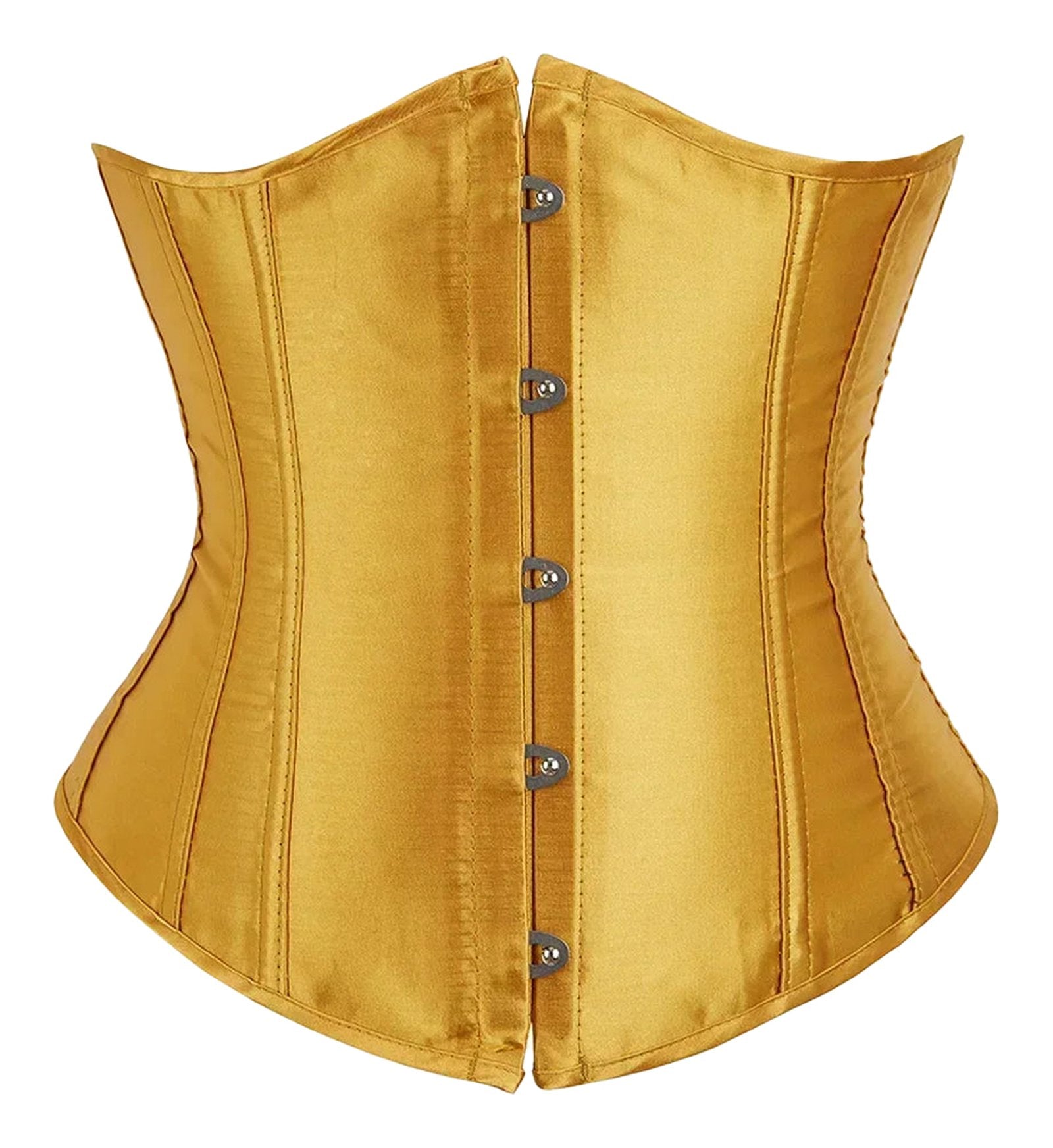 Elegant yellow corset top for women with a structured design and button closure