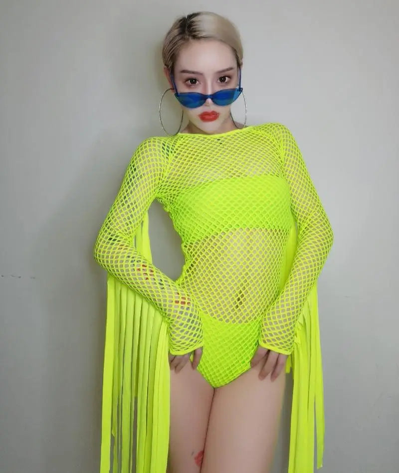 Neon Fringe Top for Costume and Dance