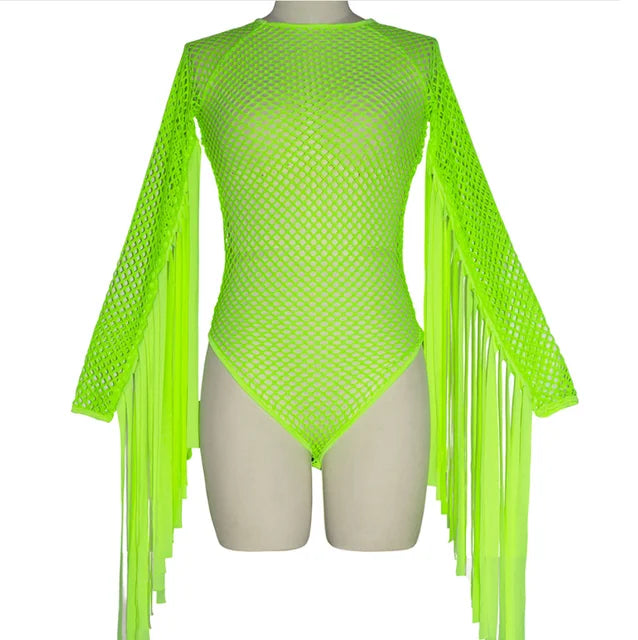Neon Fringe Top for Costume and Dance