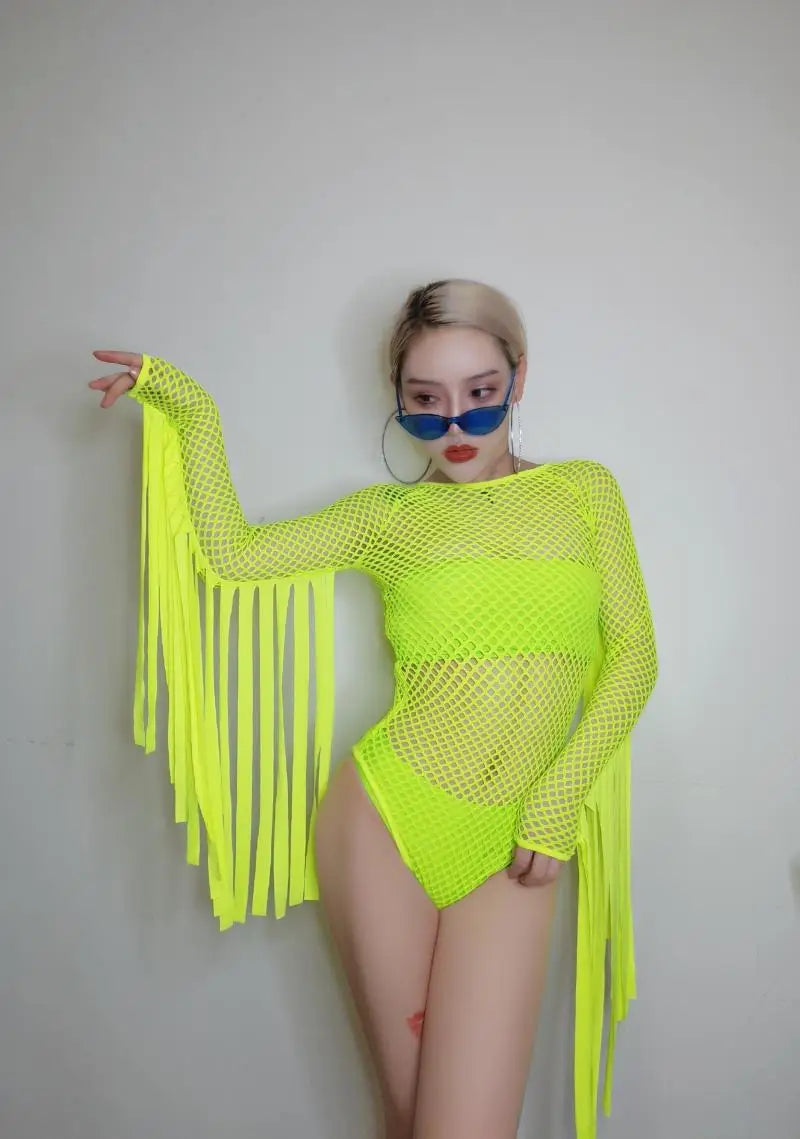 Neon Fringe Top for Costume and Dance