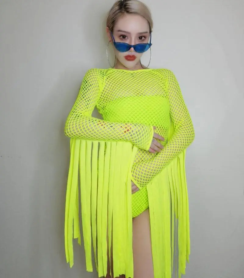 Neon Fringe Top for Costume and Dance