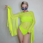 Neon Fringe Top for Costume and Dance