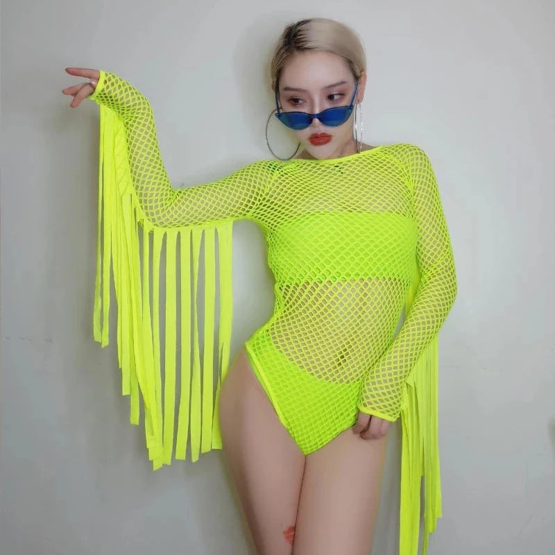 Neon Fringe Top for Costume and Dance