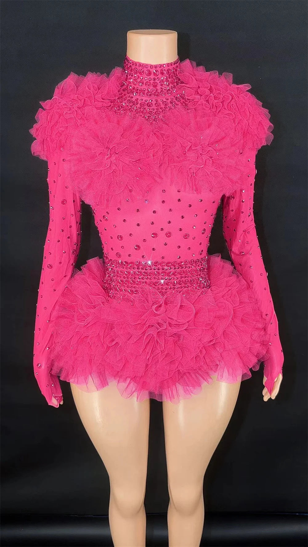 Pink Ruffled Costume and Dance Outfit