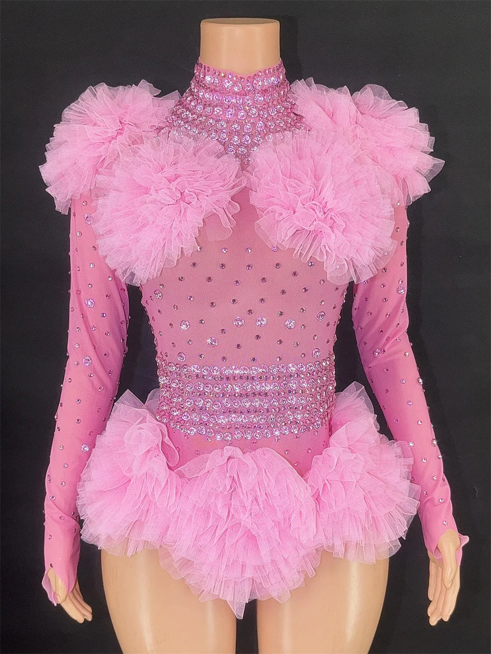 Pink Ruffled Costume and Dance Outfit