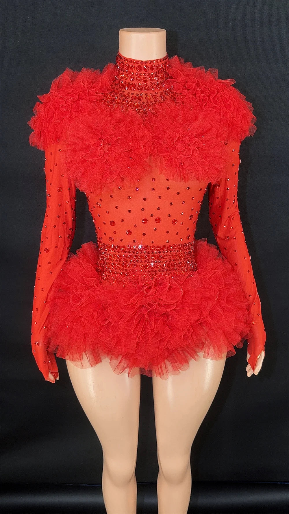 Pink Ruffled Costume and Dance Outfit