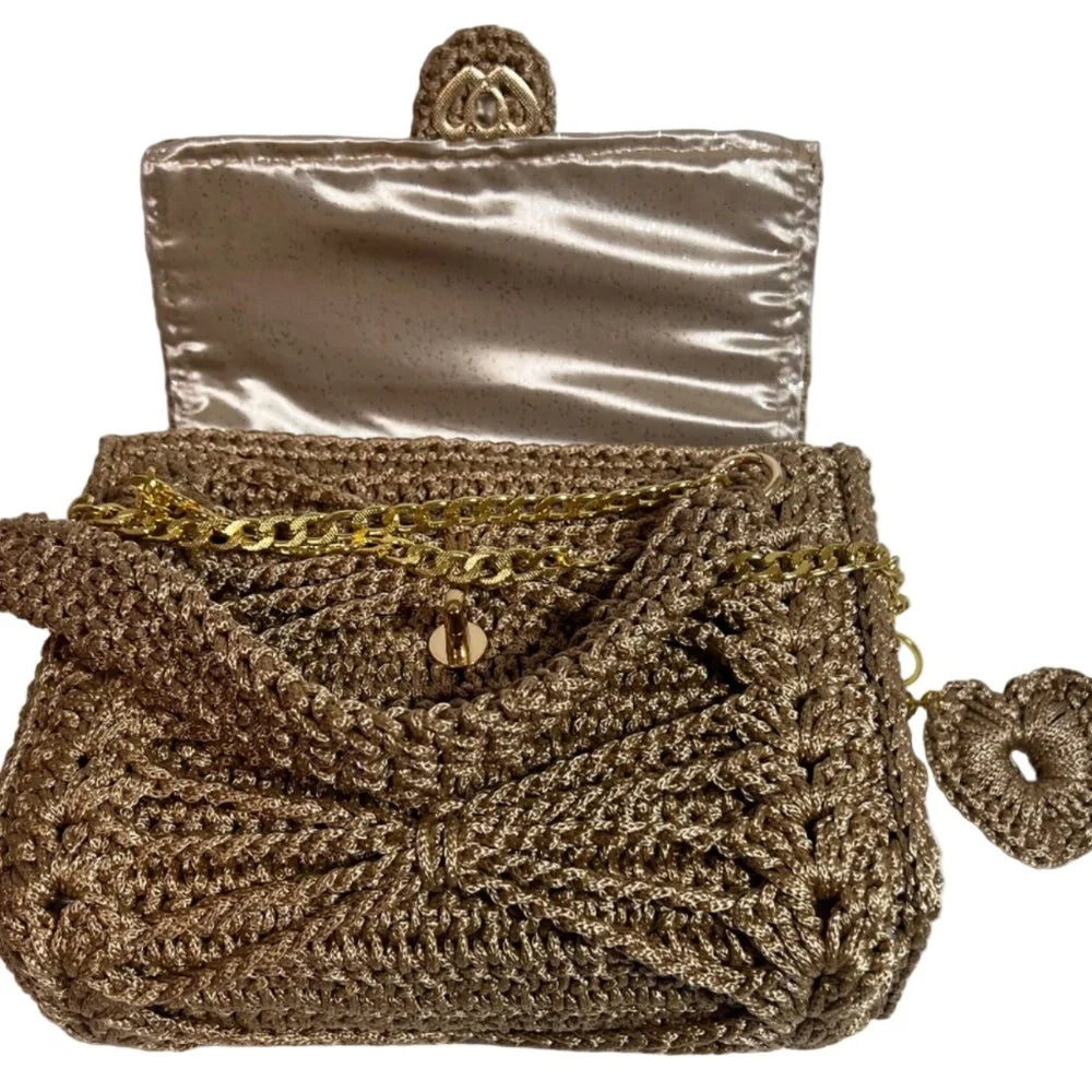 Cottage Core Satchel HandBag by ThreadsByHannah in a unique woven design with chain strap