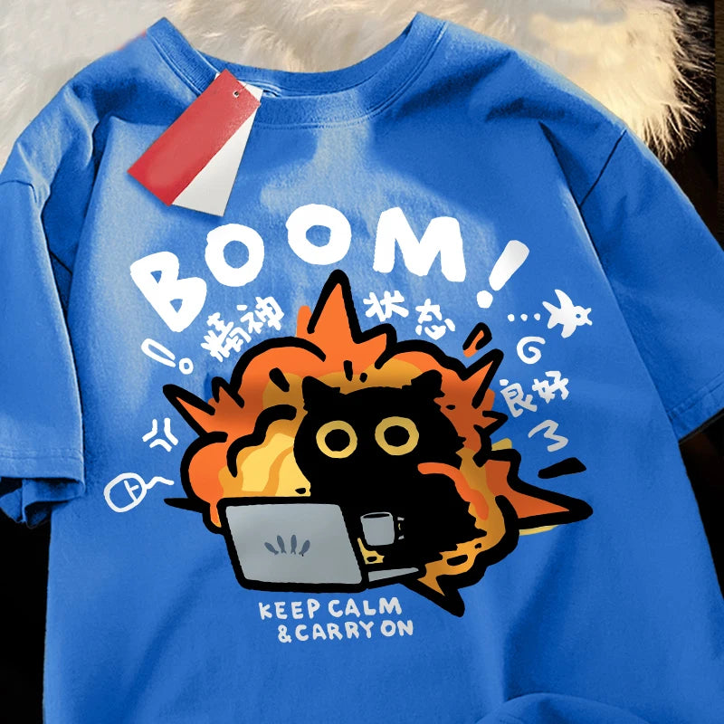Cotton T Shirt with Fun Boom Design