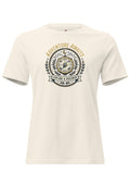 LuckeLadybug cotton t shirt featuring a compass and the phrase Adventure Awaits for exploration enthusiasts