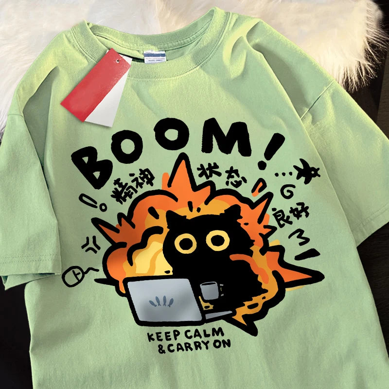 Cotton T Shirt with Fun Boom Design