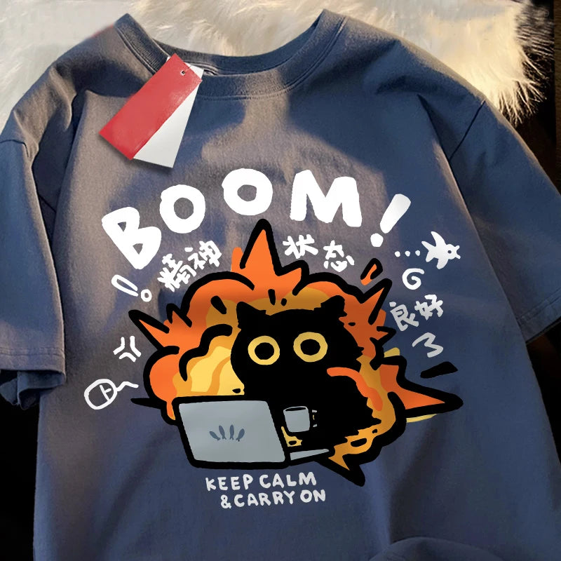 Cotton T Shirt with Fun Boom Design