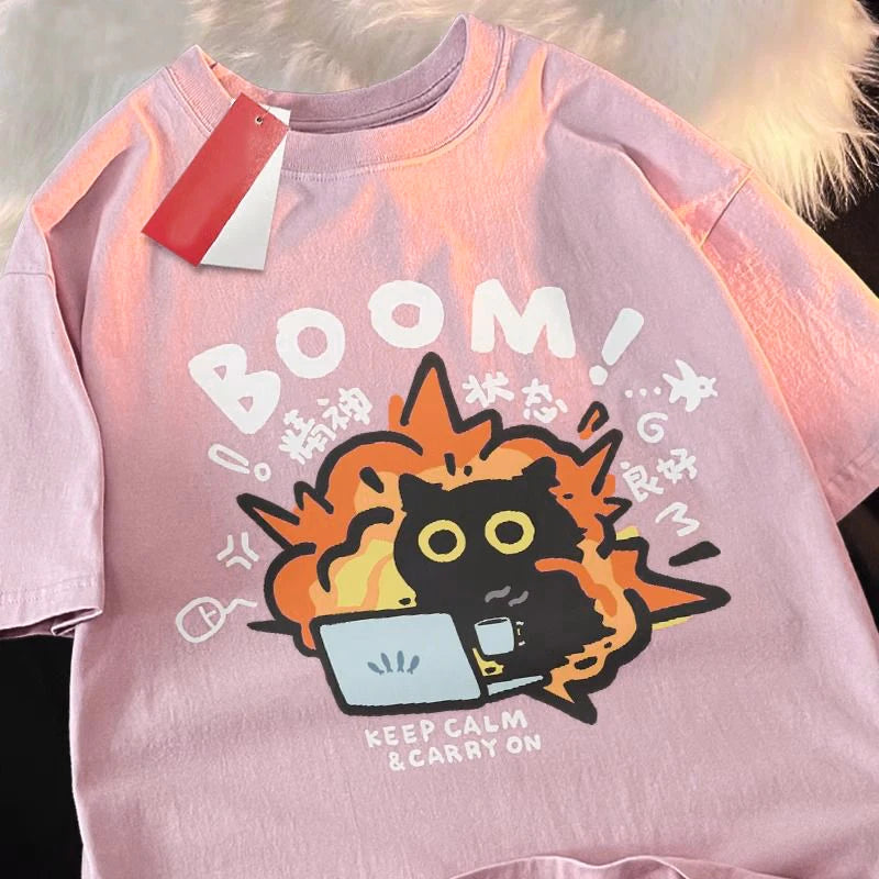 Cotton T Shirt with Fun Boom Design