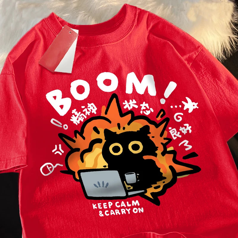 Cotton T Shirt with Fun Boom Design