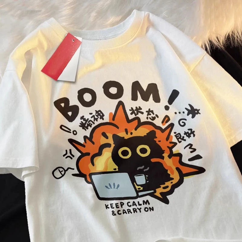 Cotton T Shirt with Fun Boom Design