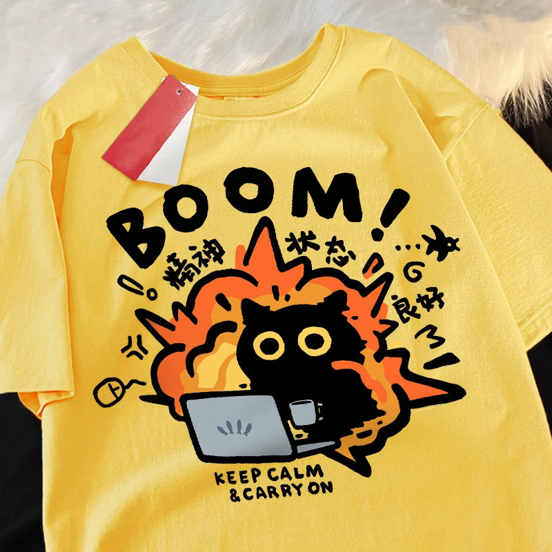 Cotton T Shirt with Fun Boom Design