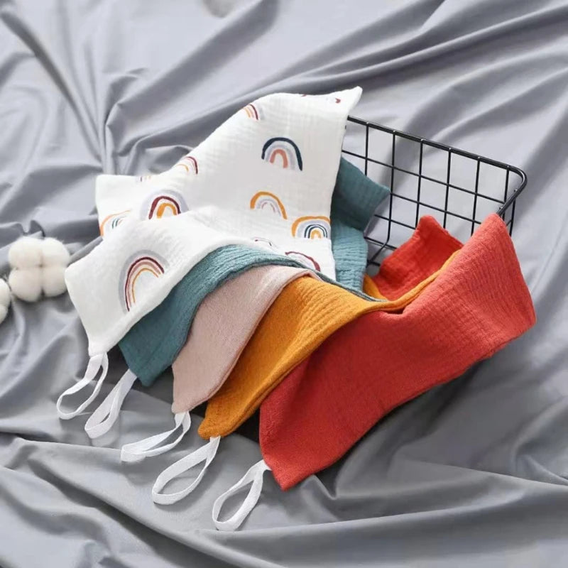 Colorful cotton washcloths in various hues, perfect for everyday use and gentle on skin