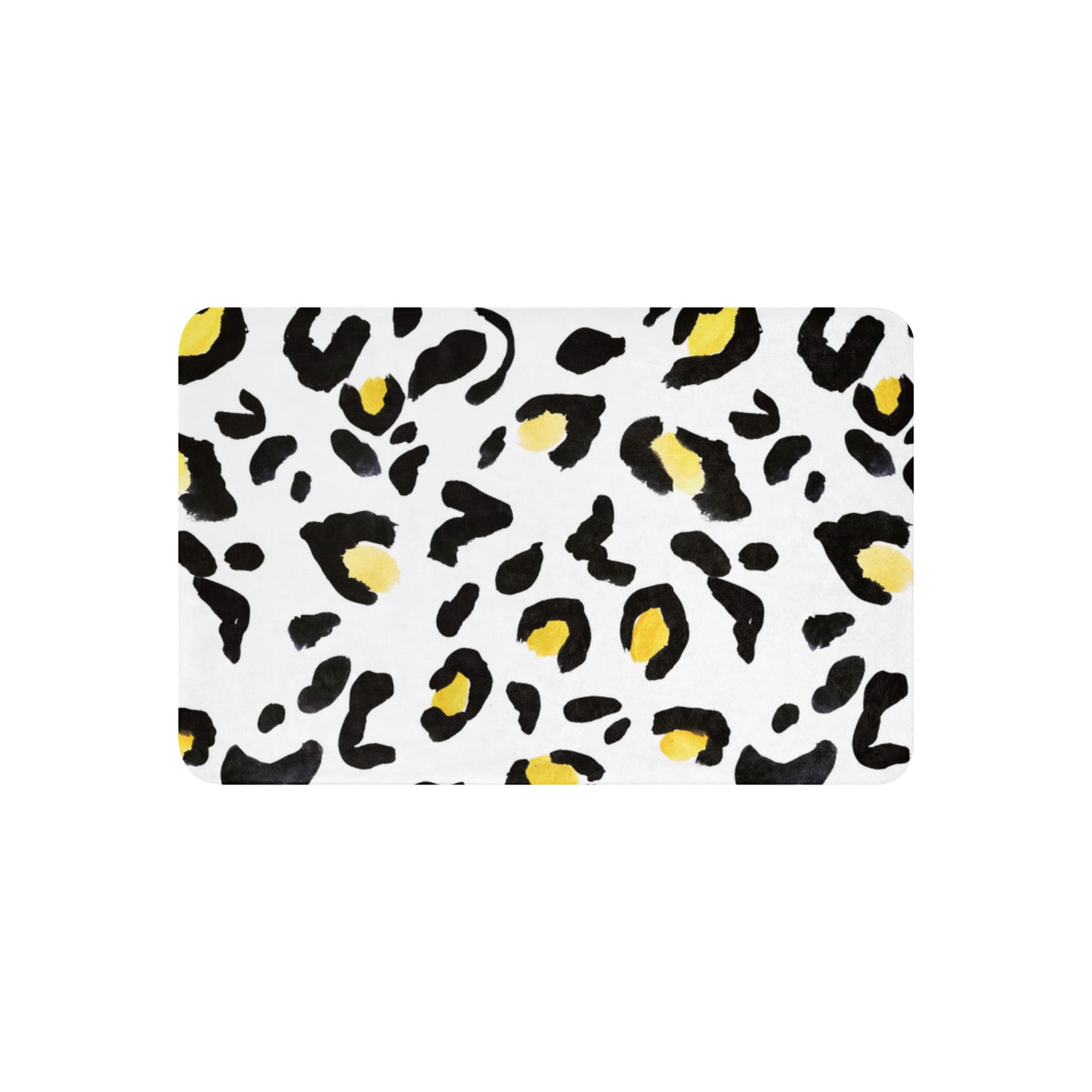 LuckeLadybug sherpa blanket with black and yellow leopard pattern cozy animal print bedding