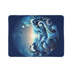LuckeLadybug sherpa blanket with celestial swirling blue design cozy decorative throw blanket