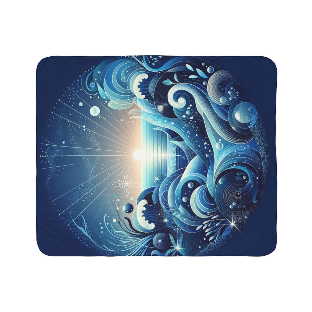 LuckeLadybug cozy decorative throw blanket with blue abstract celestial swirl design