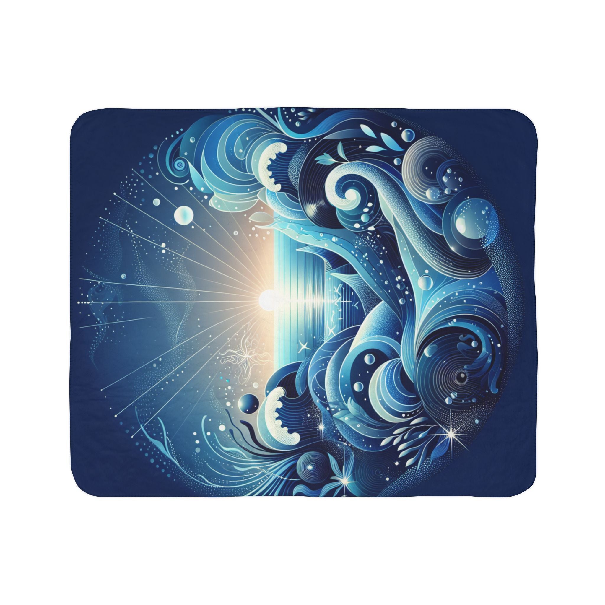LuckeLadybug cozy decorative throw blanket with blue abstract celestial swirl design