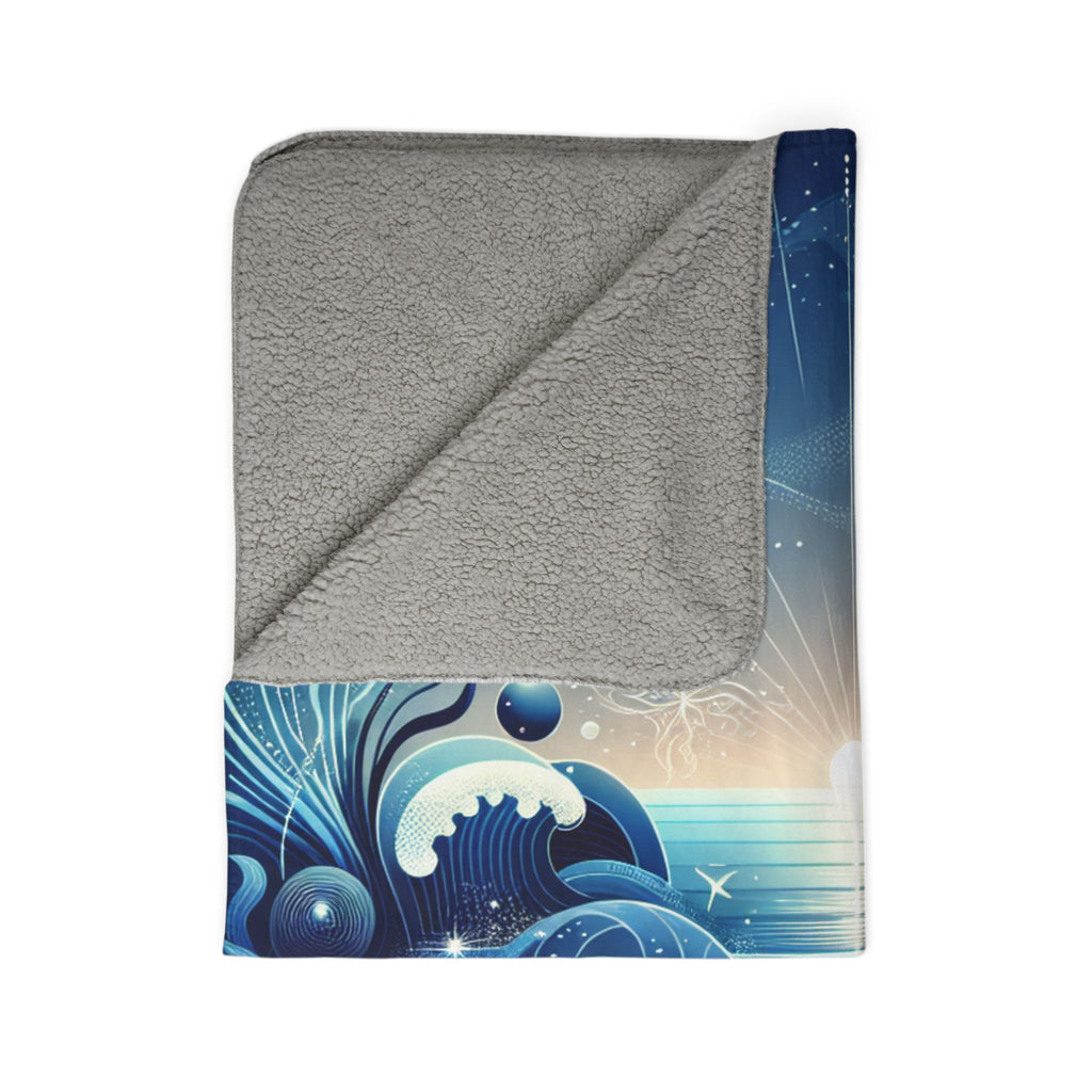 LuckeLadybug sherpa blanket with ocean wave design plush and soft cozy decorative throw blanket