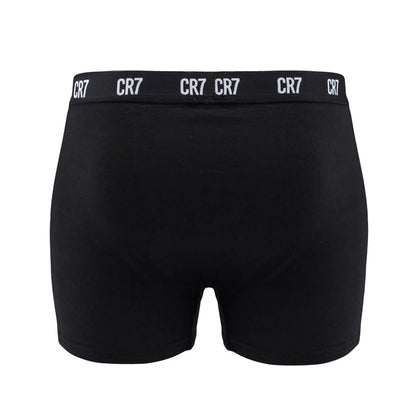 CR7 men's boxer briefs in black with a comfortable elastic waistband featuring the CR7 logo