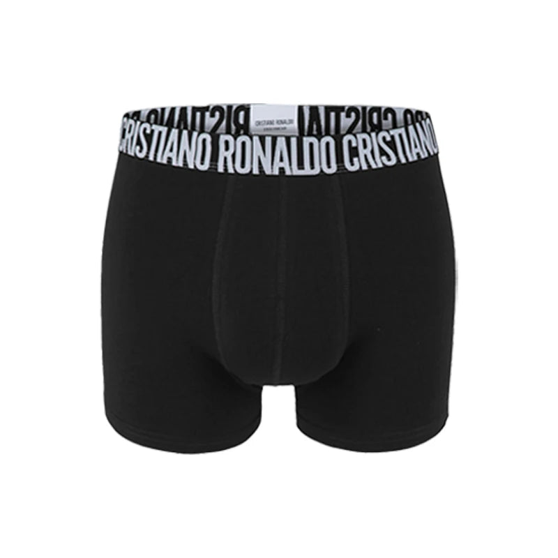CR7 men's boxer briefs in black with Cristiano Ronaldo logo waistband for comfort and style