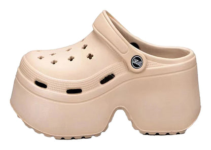 LuckeLadybug women's platform wedge sandals in beige with a stylish design and comfortable fit