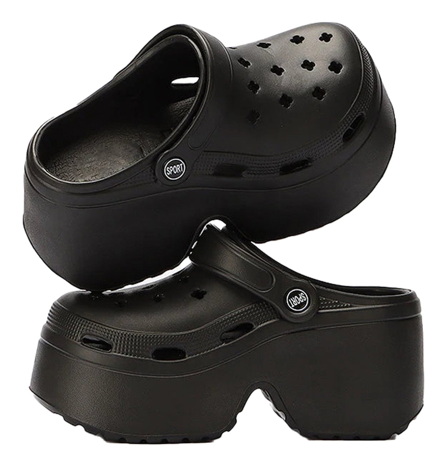 LuckeLadybug women's platform wedge sandals in black with stylish design and comfortable fit