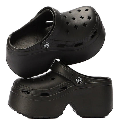 LuckeLadybug women's platform wedge sandals in black with stylish design and comfortable fit