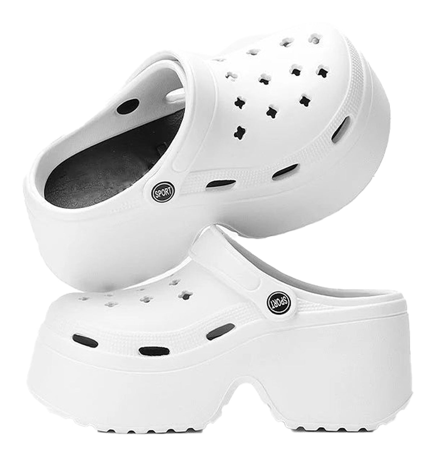 Stylish and comfortable women's platform wedge sandals in white with breathable cutouts