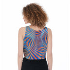 LuckeLadybug Colorful Printed Crop Top with Spiral Design for Trendy Summer Styles