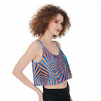 LuckeLadybug colorful crop top with a vibrant optical illusion design for a trendy look