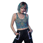 LuckeLadybug Stylish Crop Top with Geometric Pattern for Trendy Summer Outfits