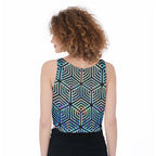 LuckeLadybug Colorful Geometric Design Crop Top for Stylish Everyday Wear