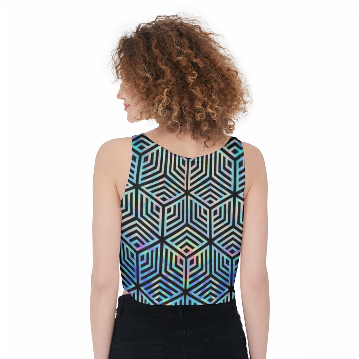 LuckeLadybug Colorful Geometric Design Crop Top for Stylish Everyday Wear