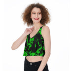 LuckeLadybug Vibrant Green and Black Crop Top for Stylish Summer Looks