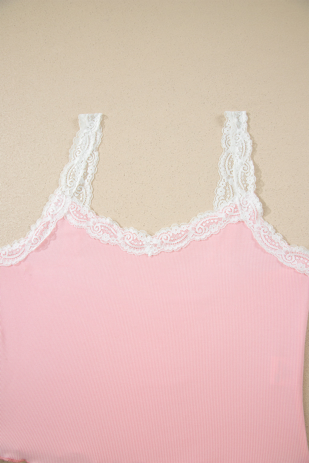 LuckeLadybug LLC Pink Cropped Top with Lace Trim for a Stylish Summer Look