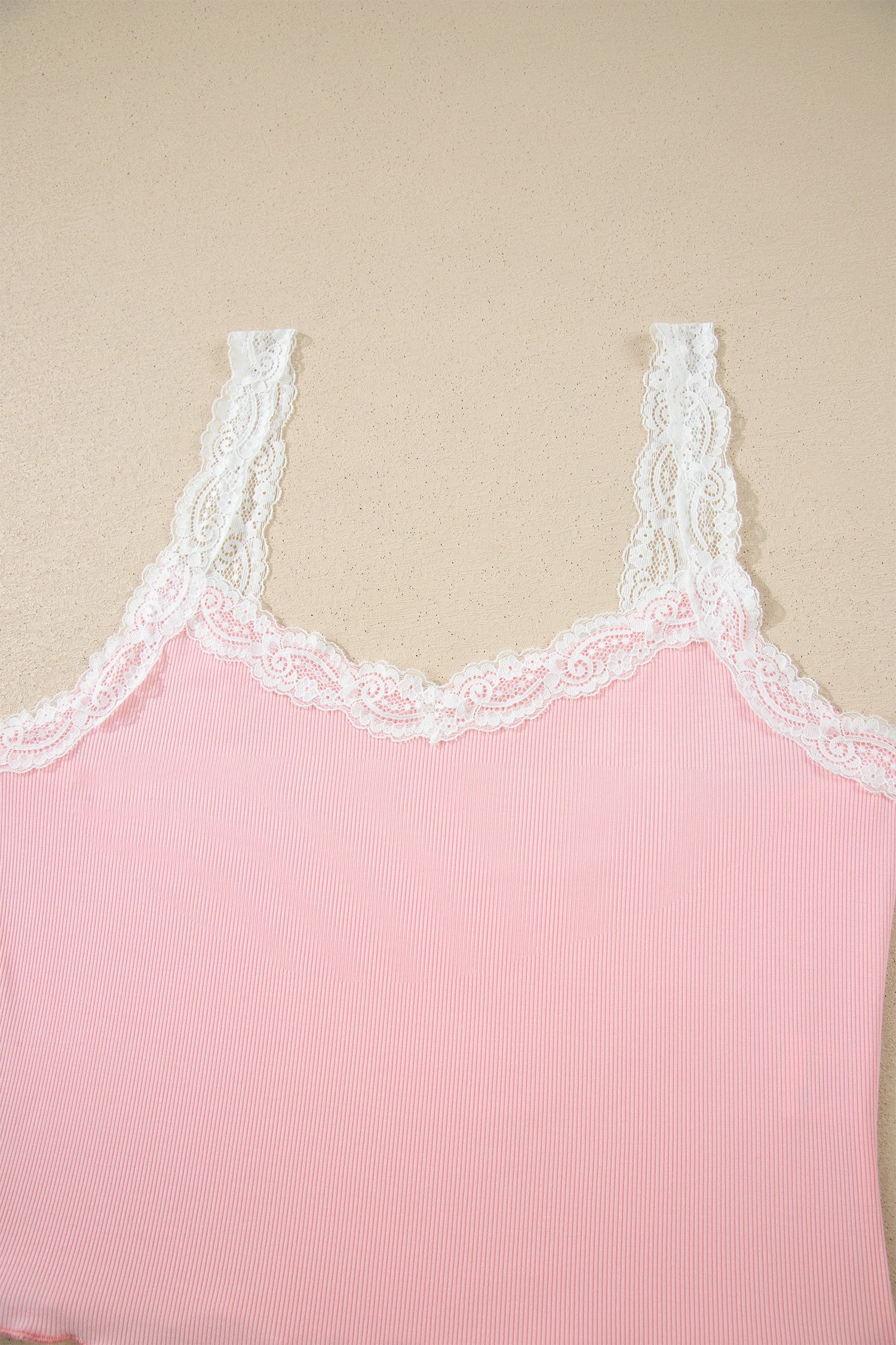 LuckeLadybug LLC Pink Cropped Top with Lace Trim for a Stylish Summer Look