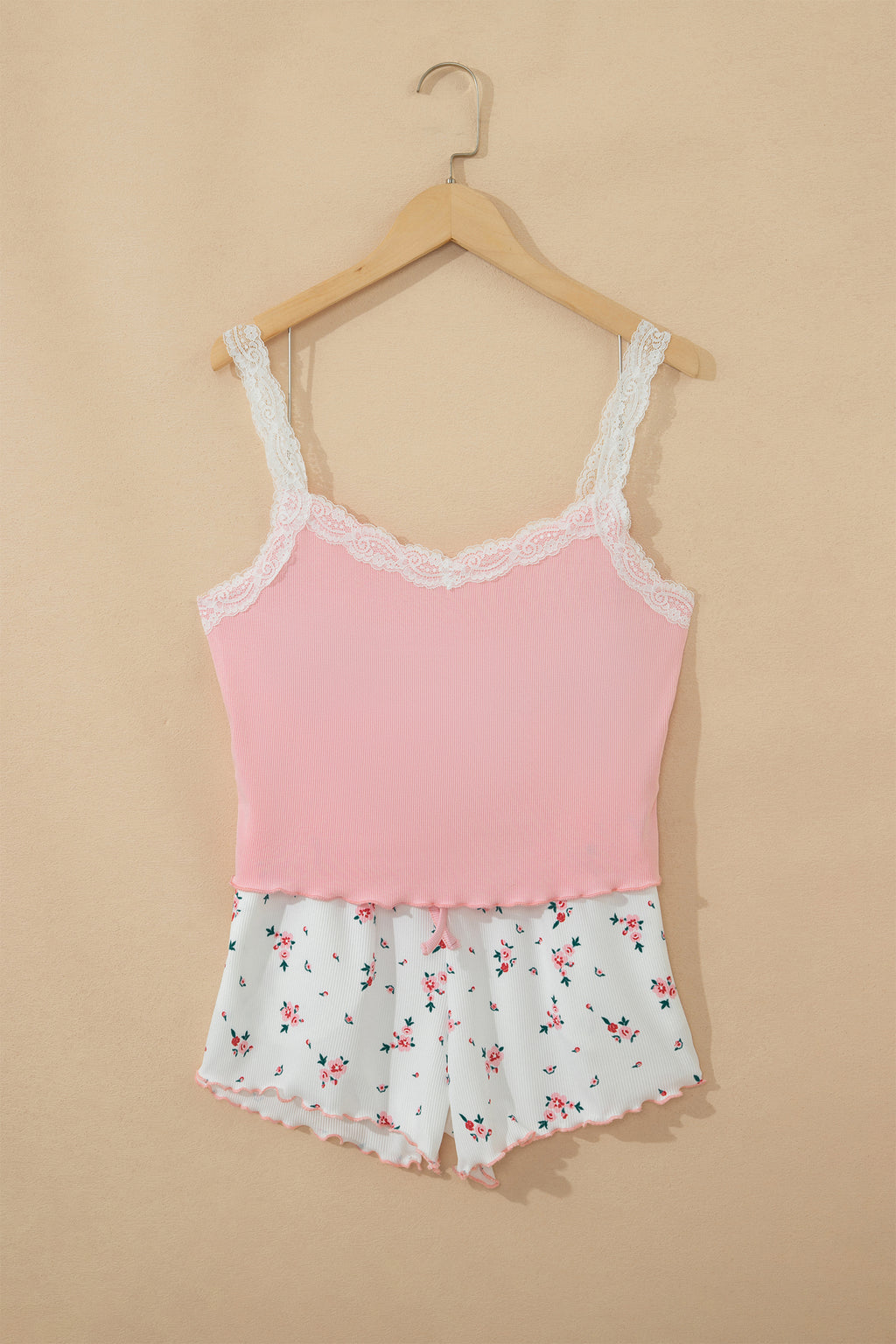 LuckeLadybug LLC Floral Shorts with Matching Pink Cropped Top for a Stylish Summer Look