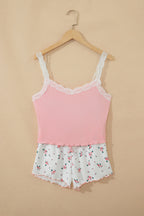LuckeLadybug LLC Floral Shorts with Matching Pink Cropped Top for a Stylish Summer Look