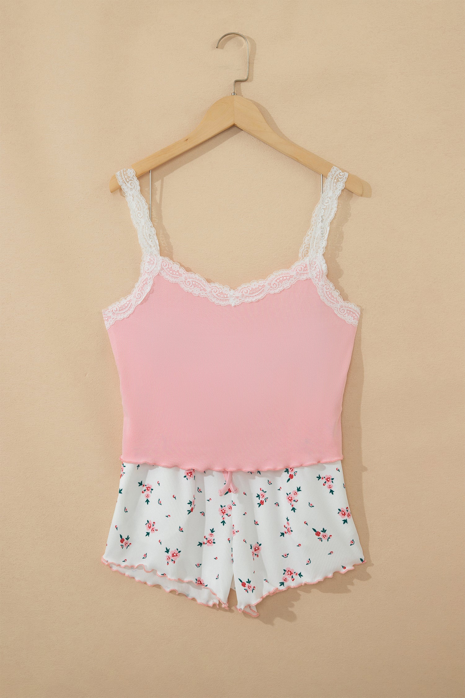 LuckeLadybug LLC Floral Shorts with Matching Pink Cropped Top for a Stylish Summer Look
