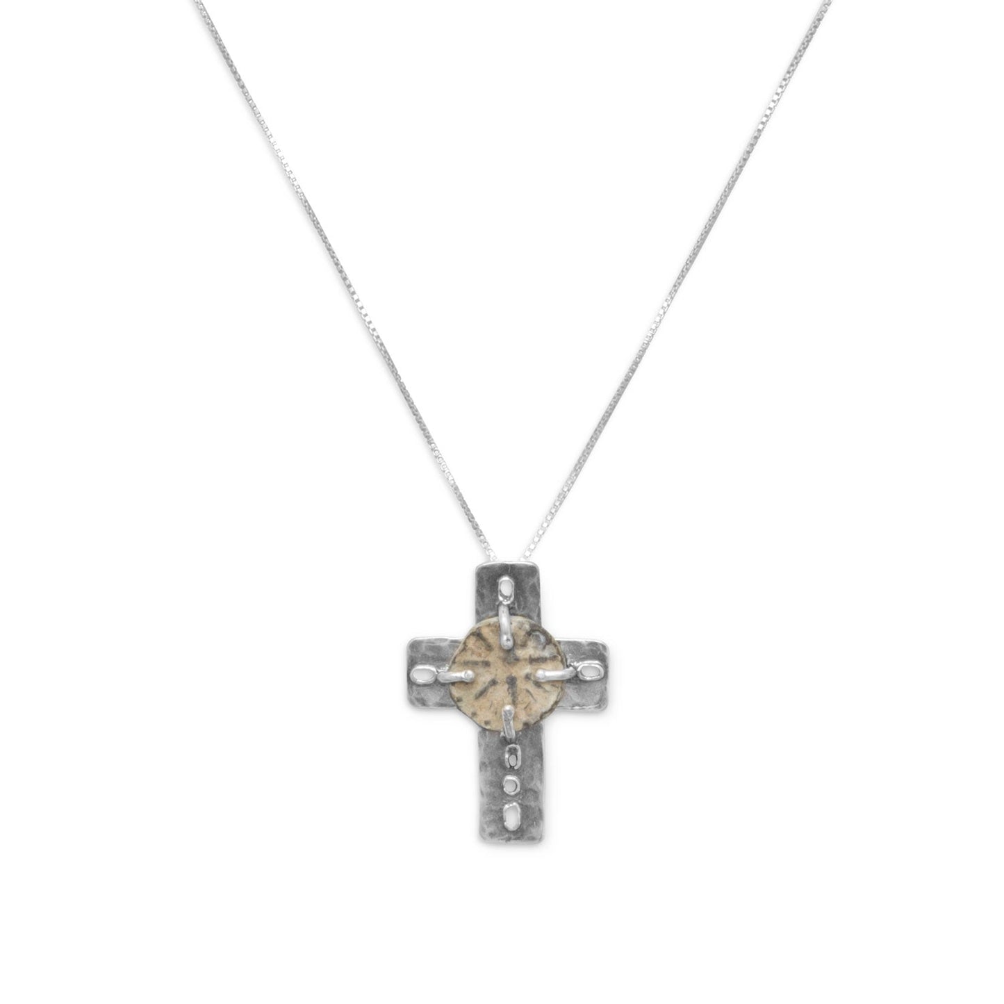 LuckeLadybug LLC cross and ancient coin necklace with intricate detailing for a unique style