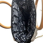 Inside view of the ThreadsByHannah Crossbody Womens Handbag Tote featuring elegant patterned lining
