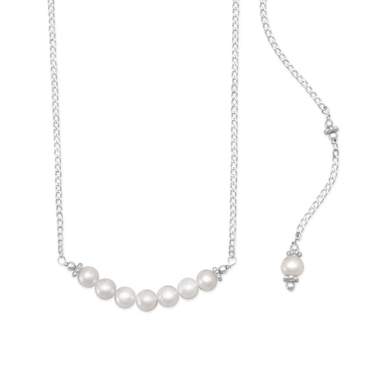 LuckeLadybug LLC cultured freshwater pearl back drop necklace with elegant silver chain design