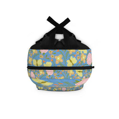 LuckeLadybug custom butterfly and flower backpack with colorful floral pattern and sturdy straps