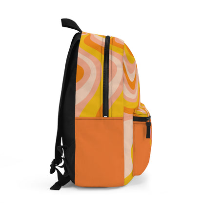 Custom design backpack with vibrant orange and pink wave patterns for a stylish look