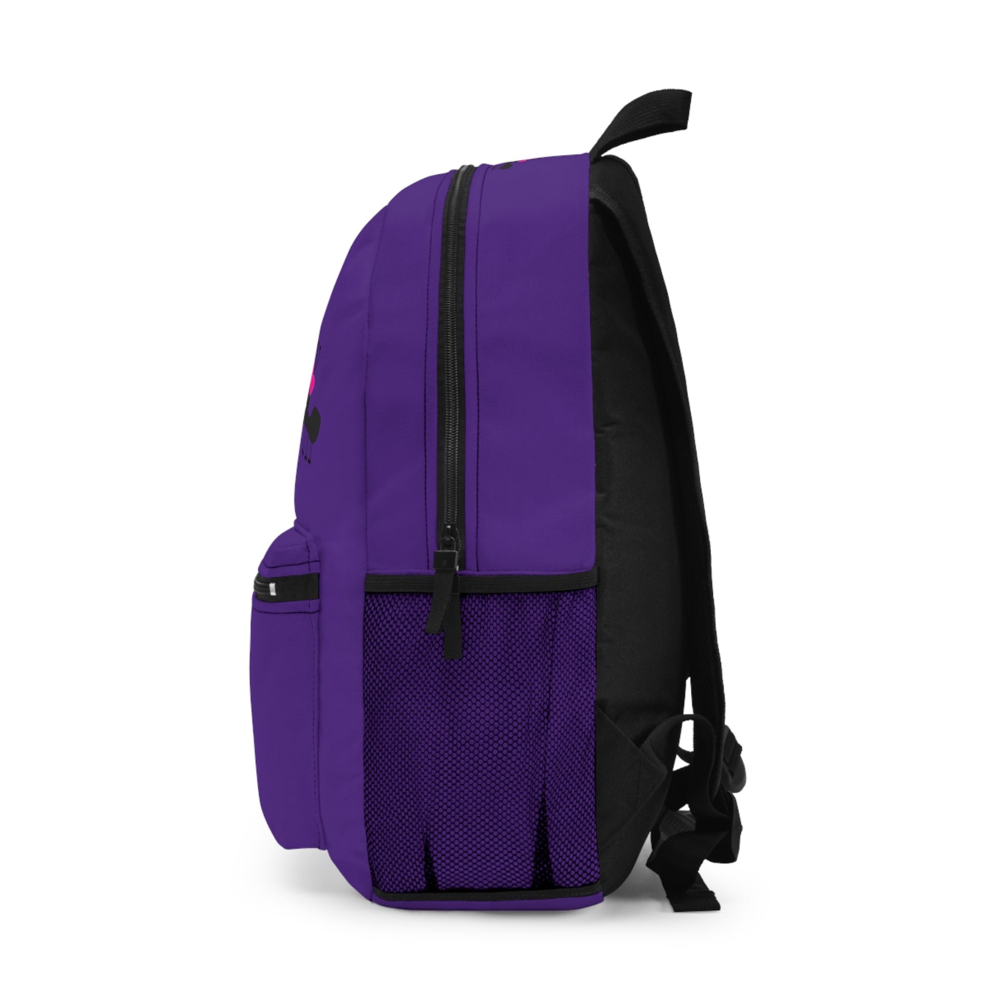 Purple custom kids backpack with side mesh pocket and durable design for school or outings