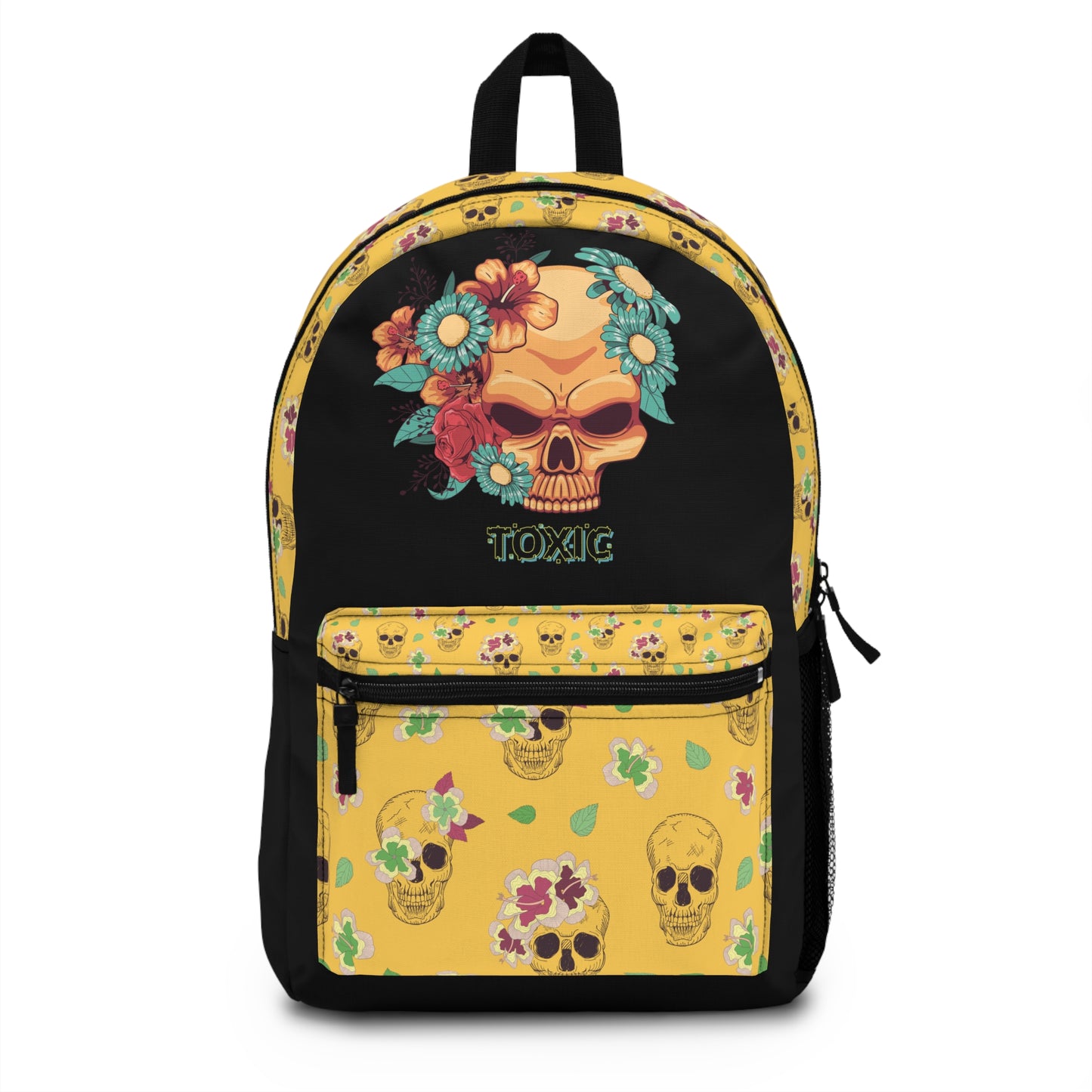 LuckeLadybug custom skull backpack with floral design and vibrant colors for unique style